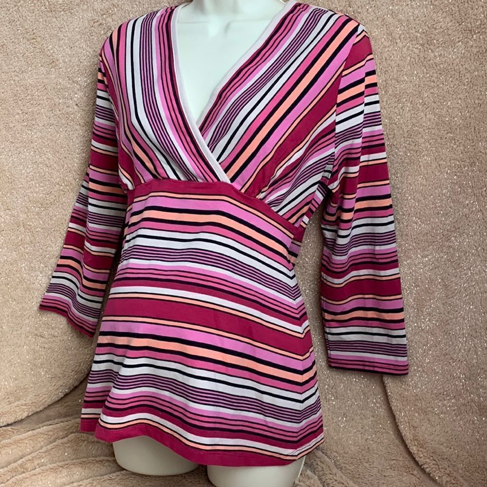 Motherhood Maternity Tunic Top Long Sleeve Shirt M Pink Stripe